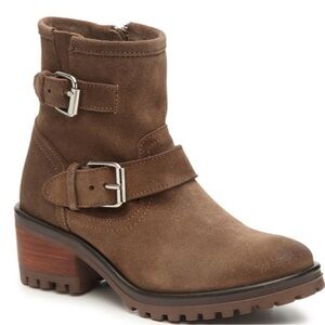 Steve Madden Gain Brown Suede Ankle Boots with Buckles